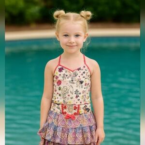 Disney Animation Collectio Swimsuit 1- piece Size 5 Tommy Bahama sea shell skirt